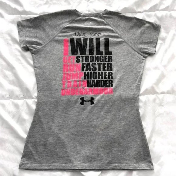 Under Armour Grey Semi-Fitted Heat Gear V-Neck T-Shirt - Picture 2 of 3